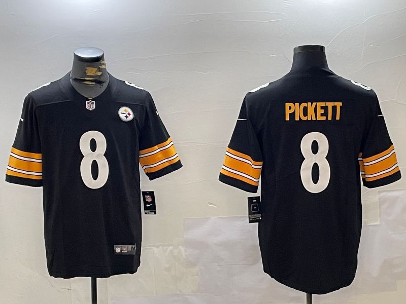 Men Pittsburgh Steelers #8 Pickett Black Second generation 2024 Nike Limited NFL Jersey style 7->pittsburgh steelers->NFL Jersey